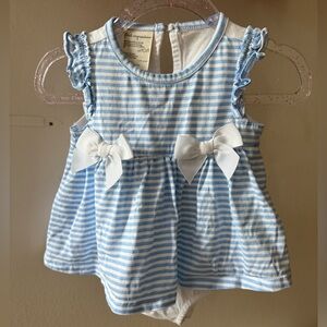 First Impressions Blue and White Striped Blouse with Bows